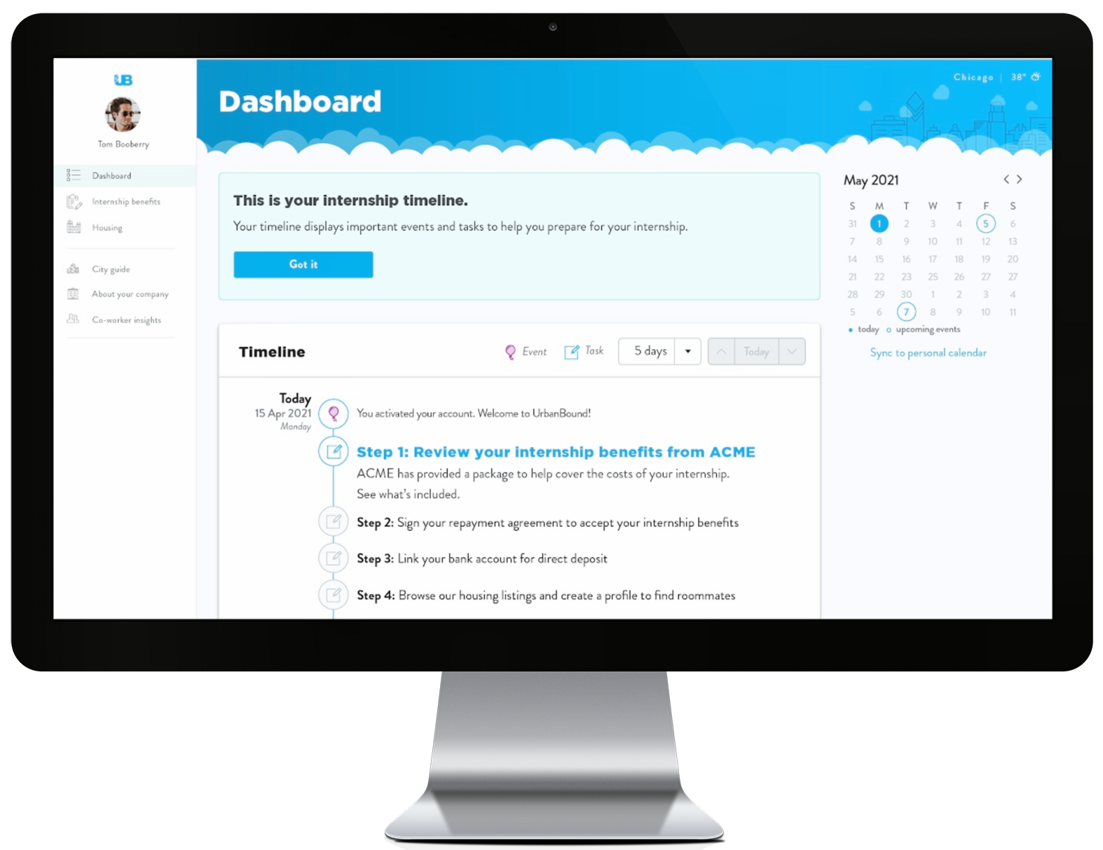 Screenshot - Internship Timeline
